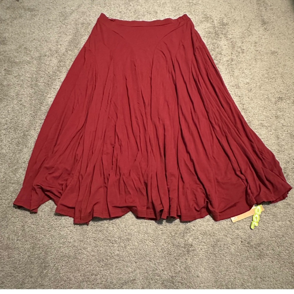 OGL Move Ecosilky Red High Waisted Maxi Skirt Flared Jersey Large 260324-3306W33